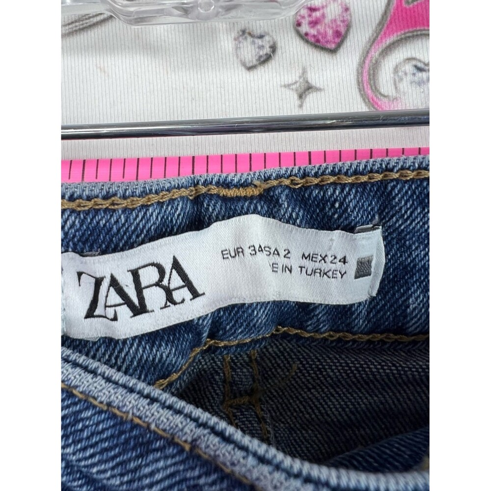 Zara jeans denim distressed him light Blue Straight-Leg Jeans - Picture 8 of 10